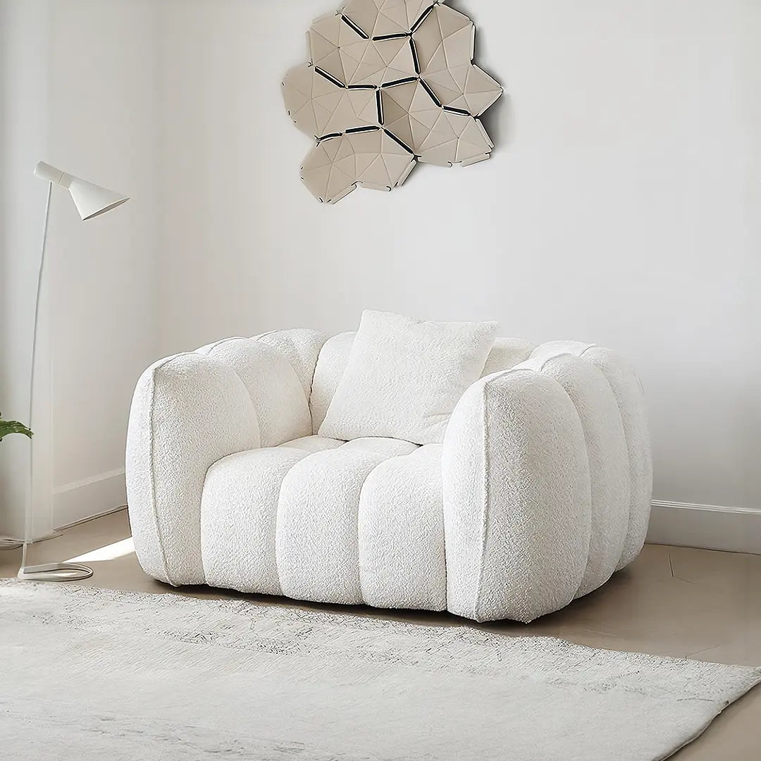 Oxley Pumpkin Single Seater Sofa, Armchair, White Luxepalace.co.uk