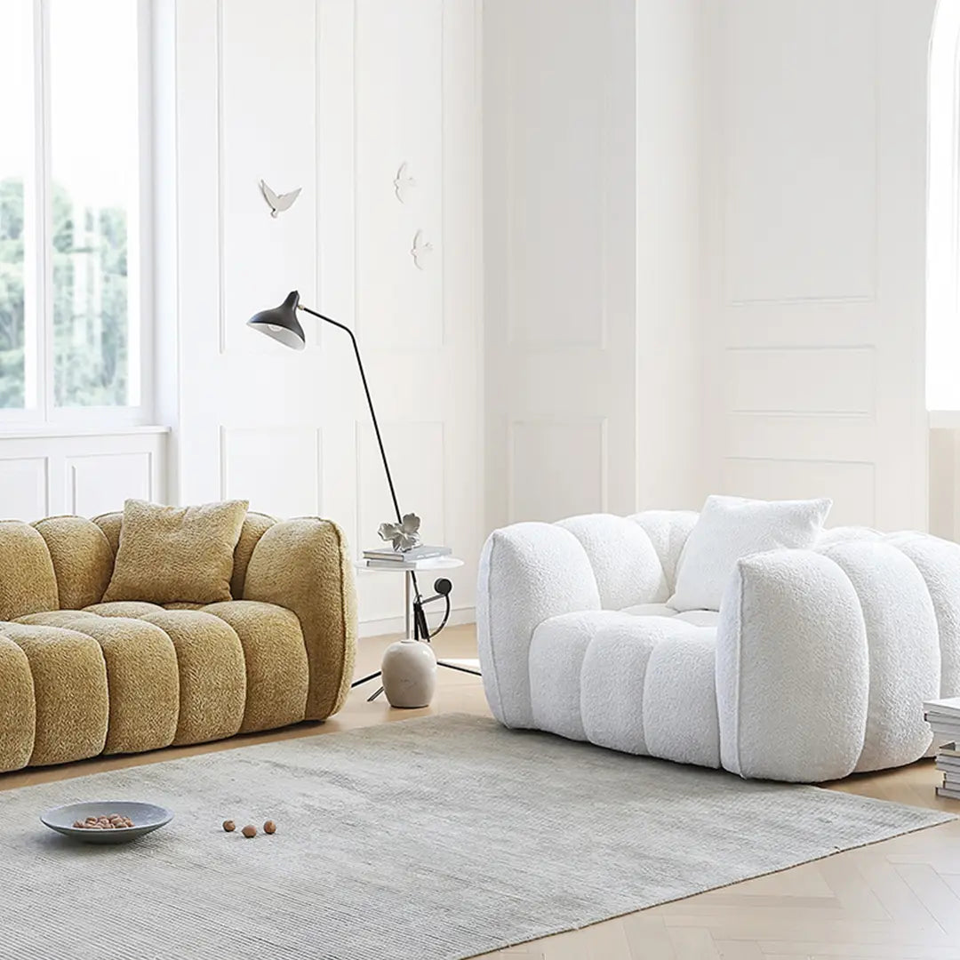 Oxley Pumpkin Single Seater Sofa, Armchair, White Luxepalace.co.uk