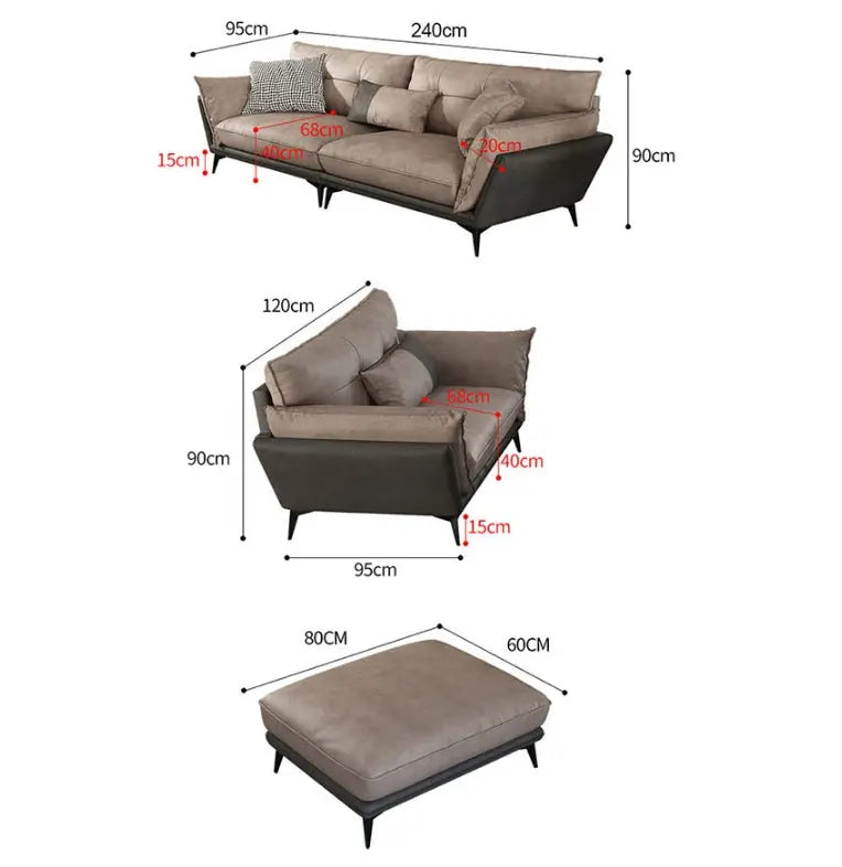 Ozzie Two Seater, Three Seater, Four Seater Sofa, Leathaire Luxepalace.co.uk