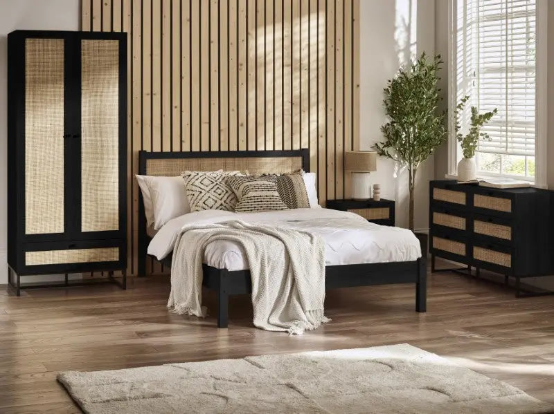 Padstow Rattan 135Cm Double Bed - Black Luxepalace