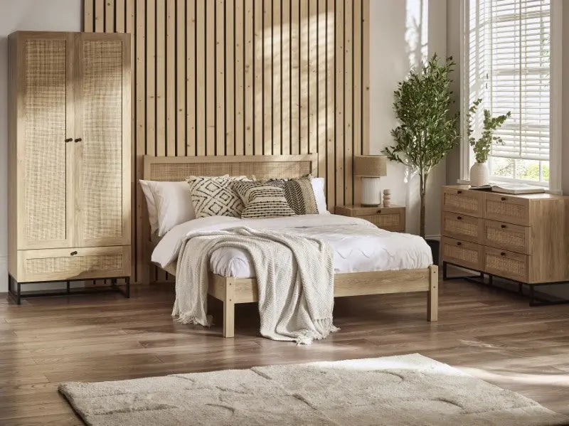 Padstow Rattan 150Cm King Bed - Oak Luxepalace