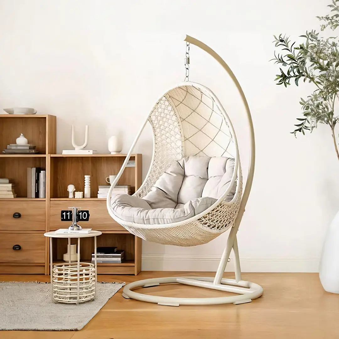 Pearl Rattan Garden Hanging Egg Chair with Stand, Garden Furniture Outdoor/Indoor Luxepalace.co.uk
