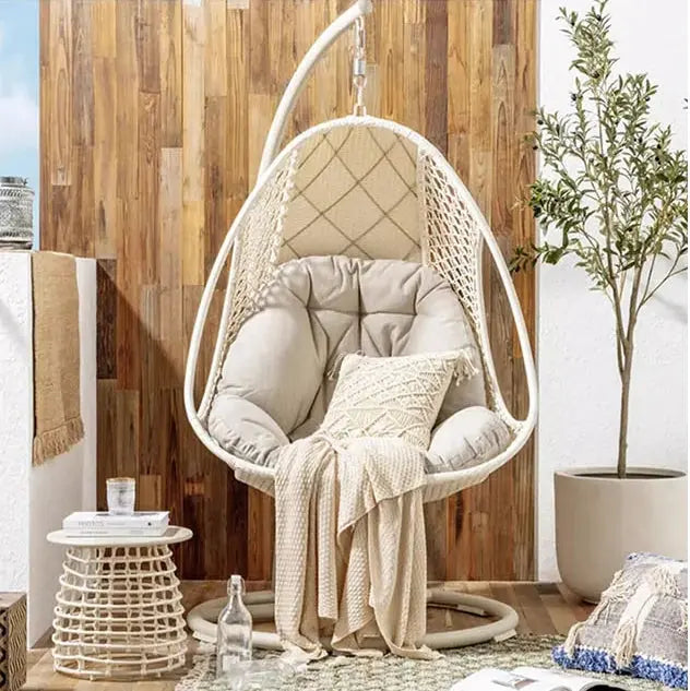 Pearl Rattan Garden Hanging Egg Chair with Stand, Garden Furniture Outdoor/Indoor Luxepalace.co.uk