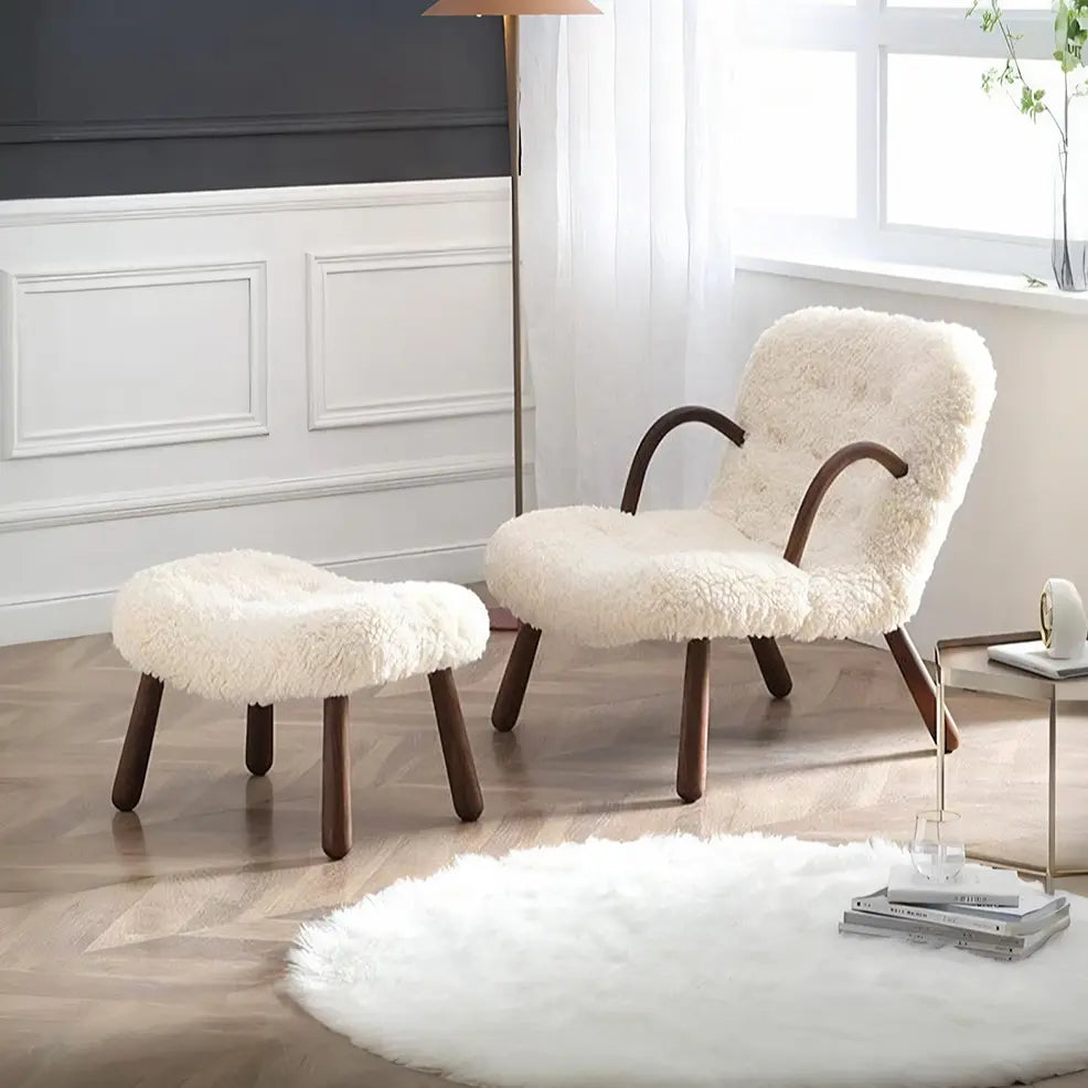 Philip Arc Sheepskin Armchair And Ottoman, Clearance Luxepalace.co.uk