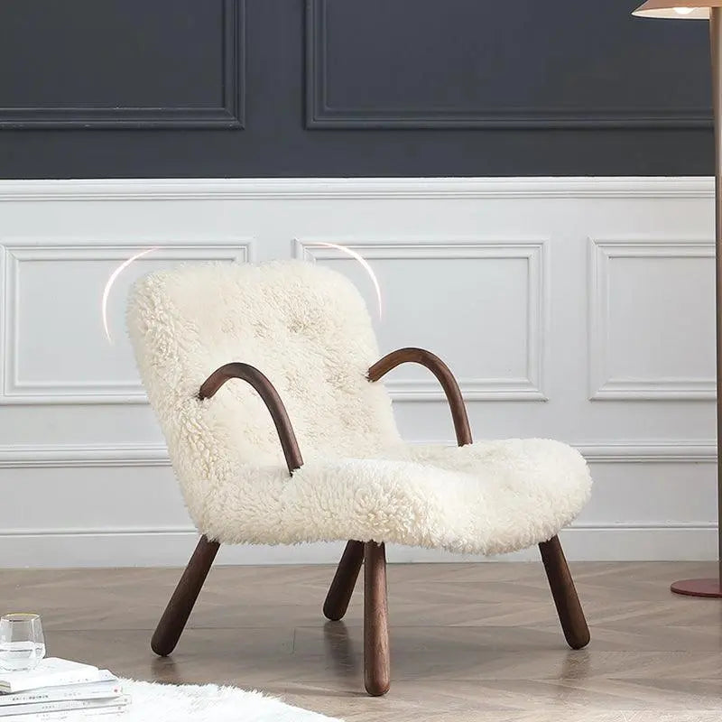 Philip Arc Sheepskin Armchair And Ottoman, Clearance Luxepalace.co.uk