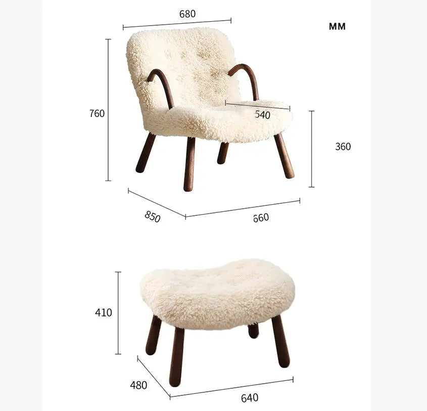 Philip Arc Sheepskin Armchair And Ottoman, Clearance Luxepalace.co.uk