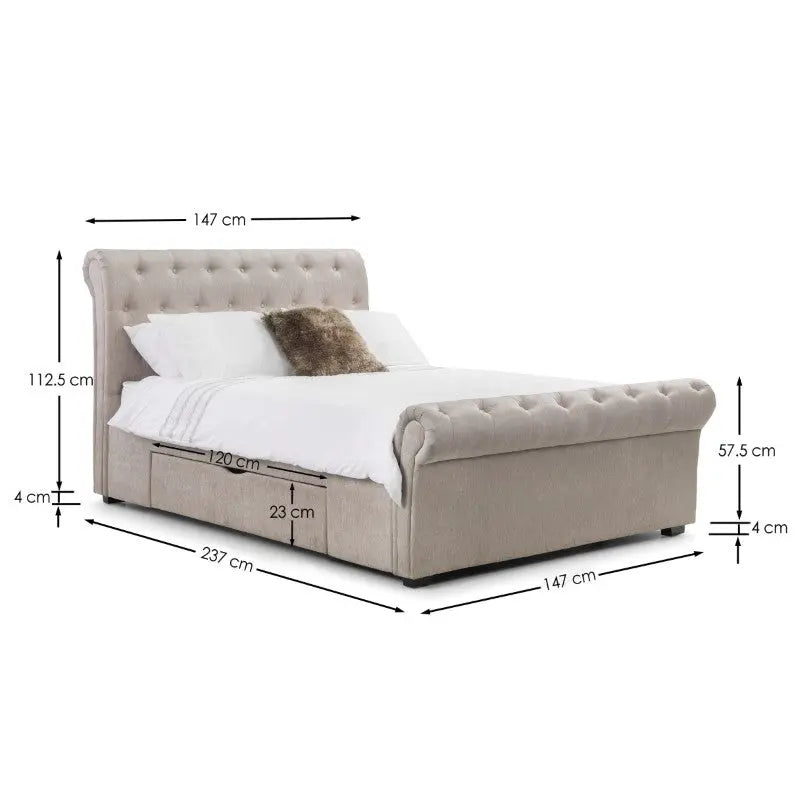 Ravello 2 Drawer Storage 135cm Double Bed Luxepalace