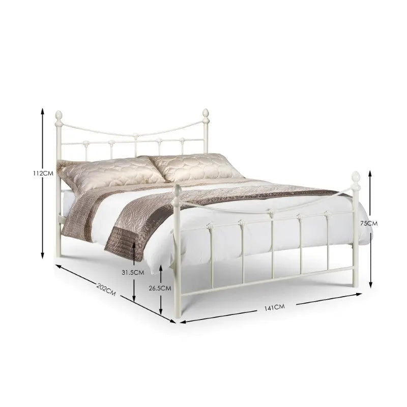 Rebecca 135cm Double Bed - Stone White Luxepalace