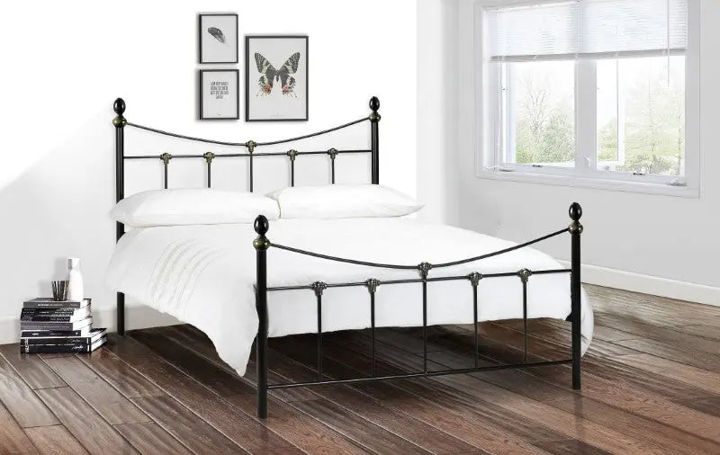 Rebecca 150cm King Bed - Black/Gold Luxepalace