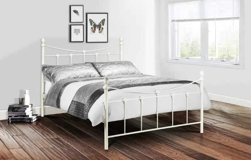 Rebecca 150cm King Bed - Stone White Luxepalace