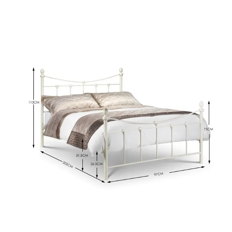 Rebecca 90cm Single Bed - Stone White Luxepalace