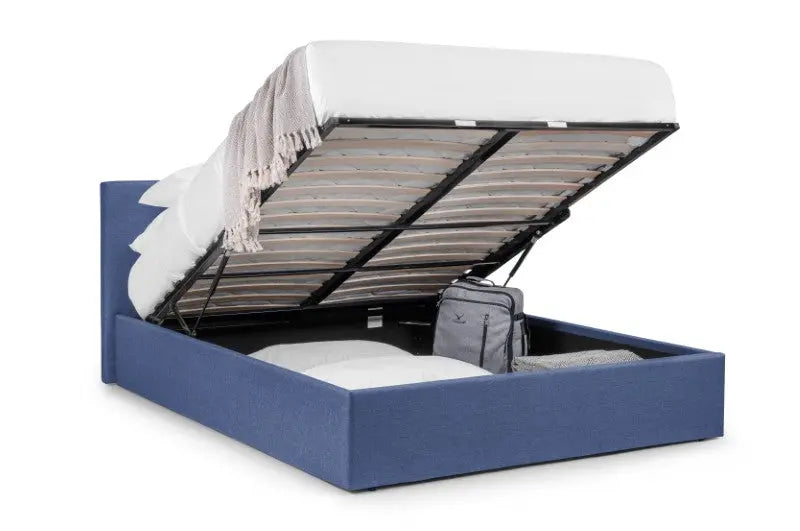 Rialto Ottoman Storage 150cm King Bed Dark Blue Luxepalace