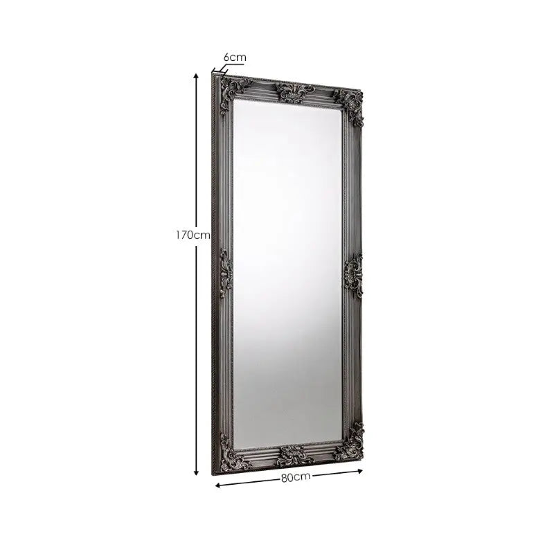 Rococo Pewter Lean-To Dress Mirror Luxepalace