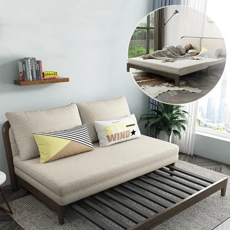 SB132 Two Seater Sofa Bed, Wood Luxepalace.co.uk