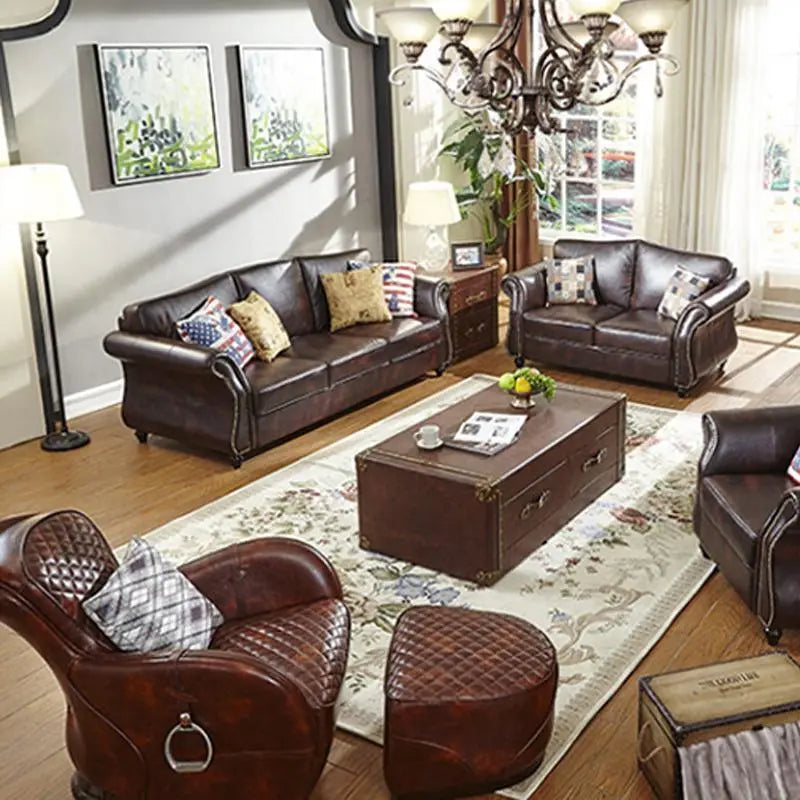 Saddle Chair And Footstool, Loft Style, Oil Wax Leather Luxepalace.co.uk
