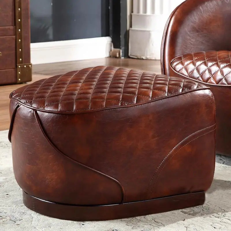 Saddle Chair And Footstool, Loft Style, Oil Wax Leather Luxepalace.co.uk