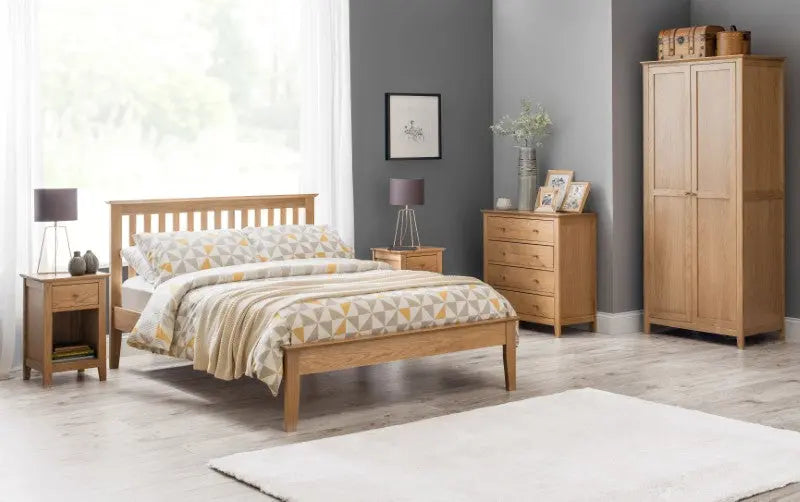 Salerno 135cm Double Bed - Oak Luxepalace