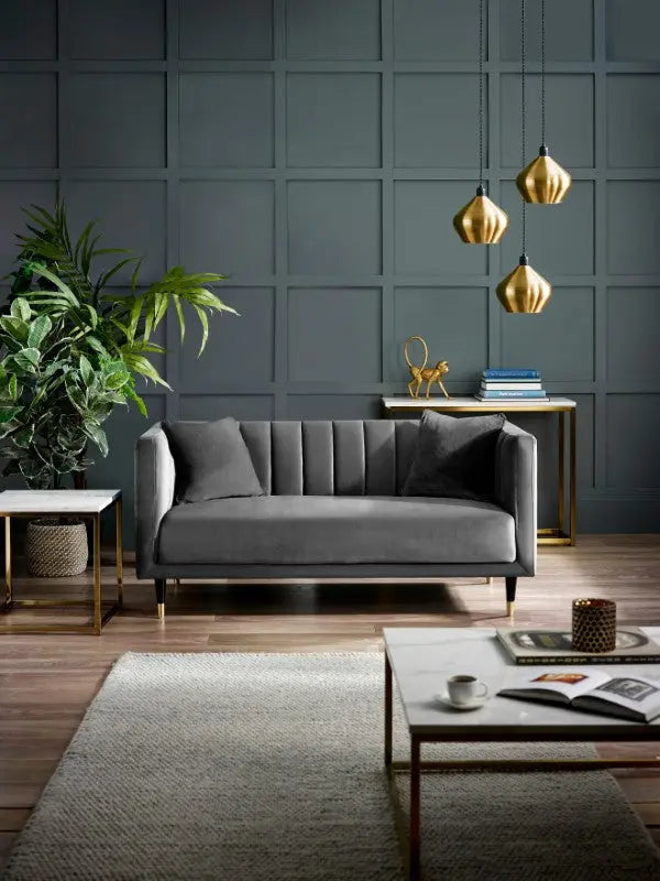 Salma Scalloped Back 2 Seater - Grey Luxepalace