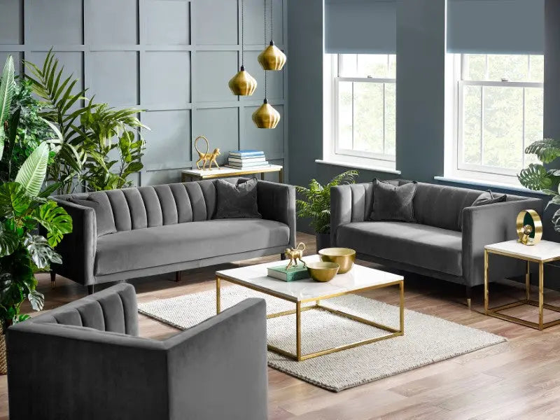 Salma Scalloped Back 2 Seater - Grey Luxepalace
