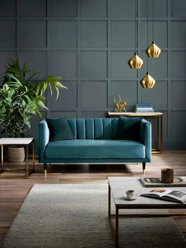 Salma Scalloped Back 2 Seater - Teal Luxepalace