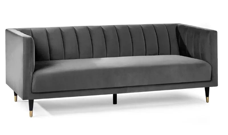 Salma Scalloped Back 3 Seater- Grey Luxepalace