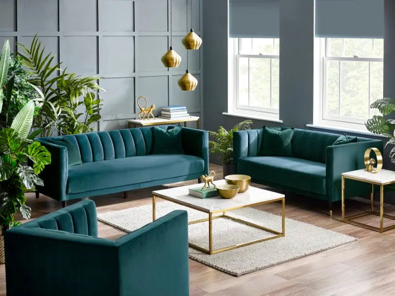Salma Scalloped Back 3 Seater - Teal Luxepalace