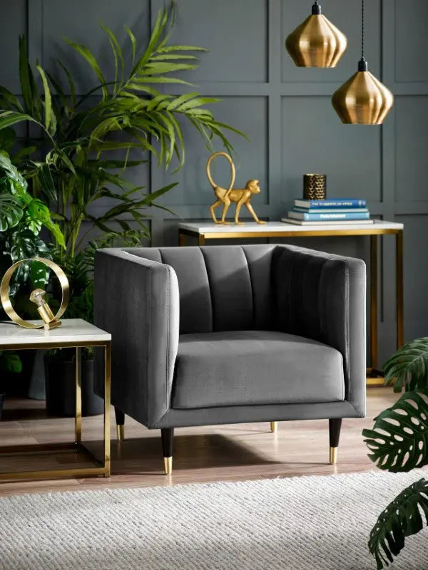 Salma Scalloped Back Chair - Grey Luxepalace