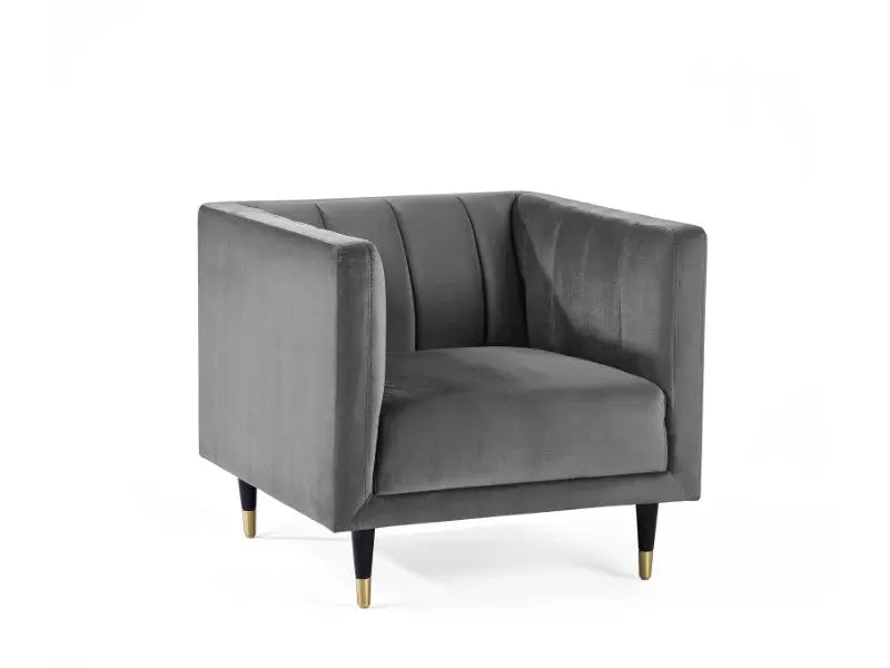Salma Scalloped Back Chair - Grey Luxepalace