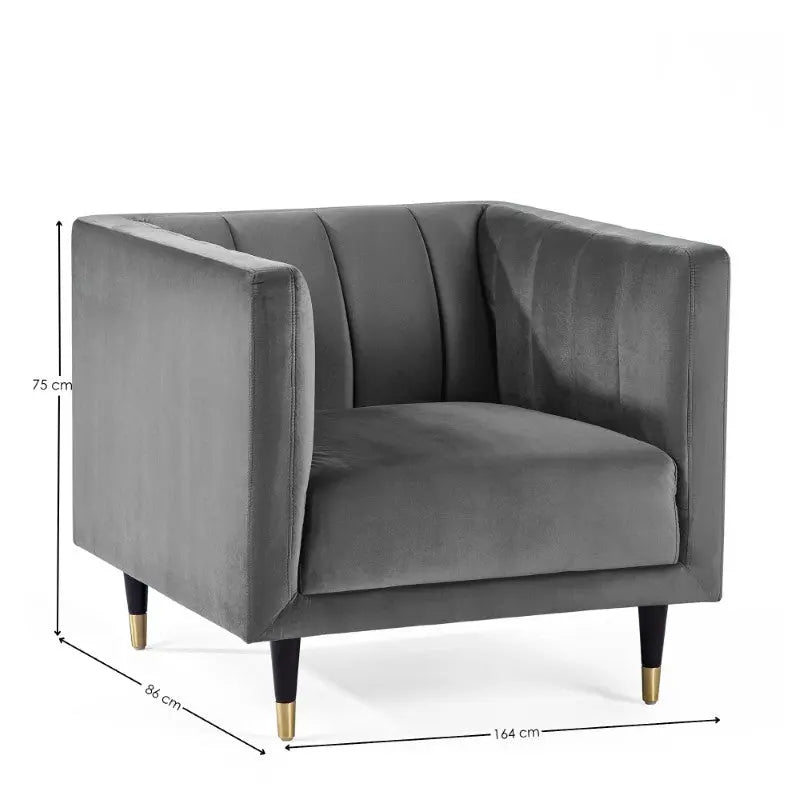 Salma Scalloped Back Chair - Grey Luxepalace