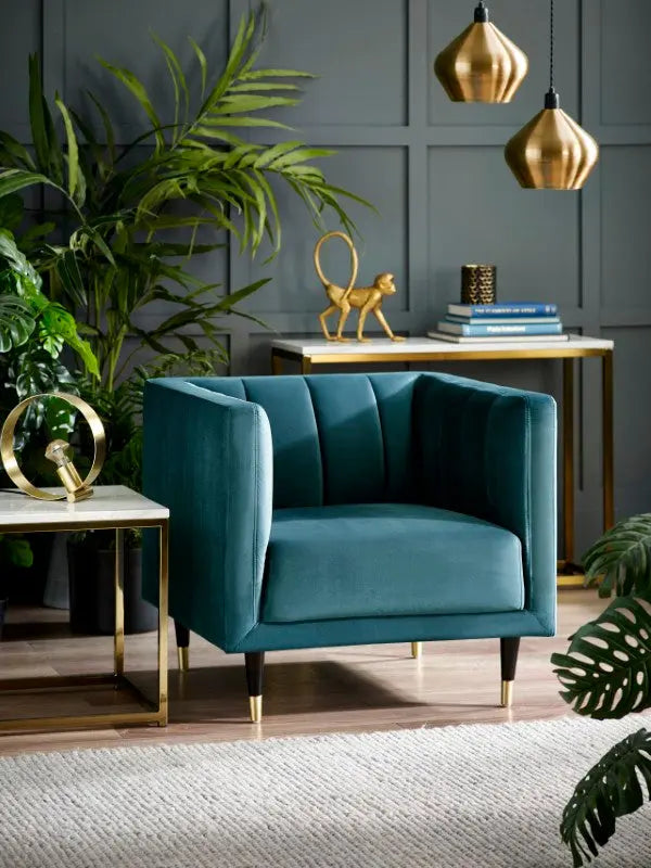 Salma Scalloped Back Chair - Teal Luxepalace