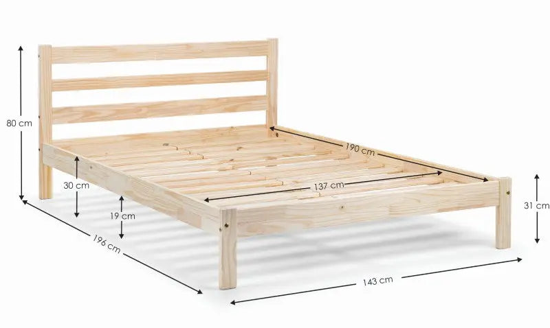 Sami 135cm Double Bed - Unfinished Pine Luxepalace
