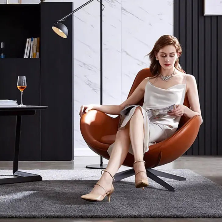 Snail Armchair, Brown Leather Luxepalace.co.uk