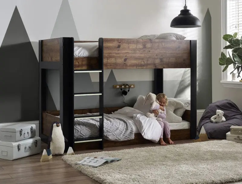 Solomon Bunk Bed - Rustic And Black Luxepalace