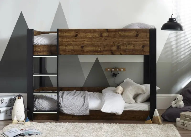 Solomon Bunk Bed - Rustic And Black Luxepalace