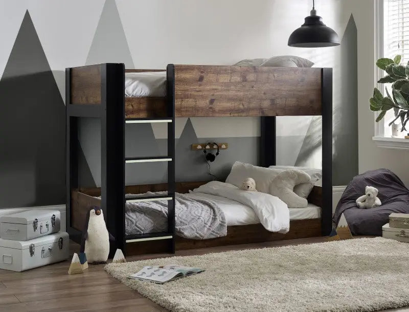 Solomon Bunk Bed - Rustic And Black Luxepalace