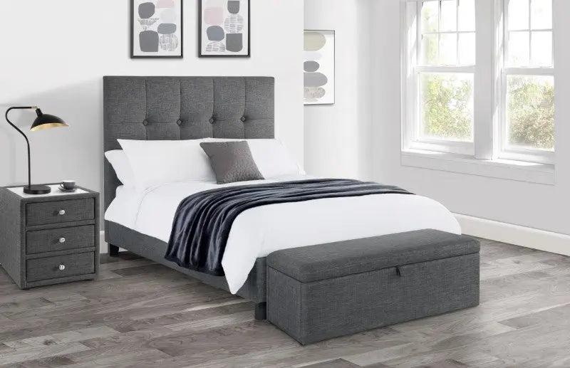 Sorrento 150cm King Bed - Slate Linen Luxepalace