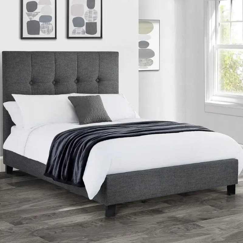 Sorrento High Headboard Bed 180Cm - Light Grey Luxepalace