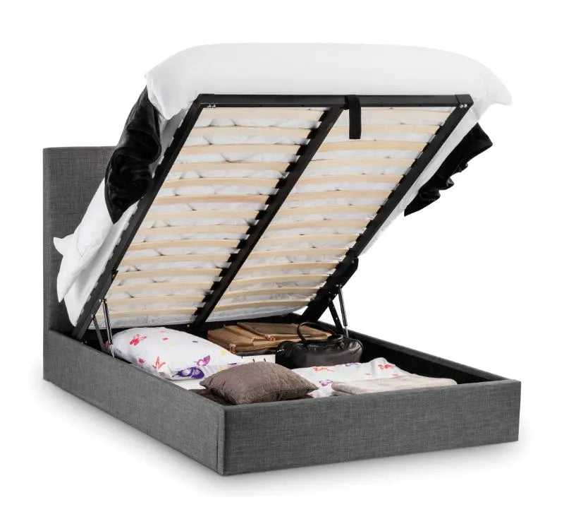 Sorrento Ottoman Storage 150cm King Bed - Slate Linen Luxepalace
