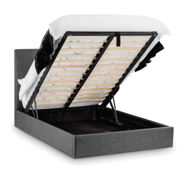 Sorrento Ottoman Storage 150cm King Bed - Slate Linen Luxepalace