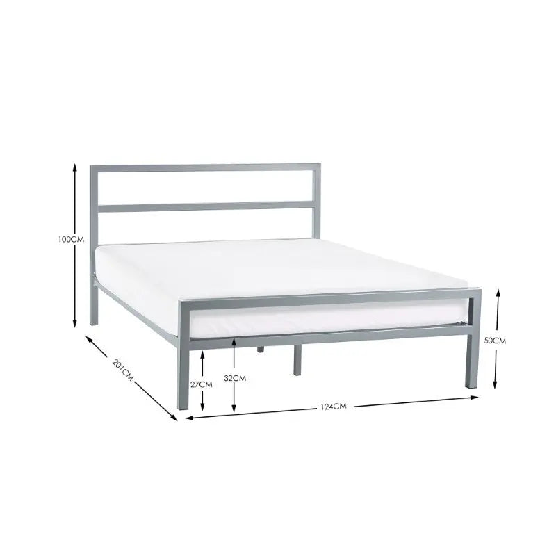 Soto Metal Bed 120Cm - Silver Luxepalace