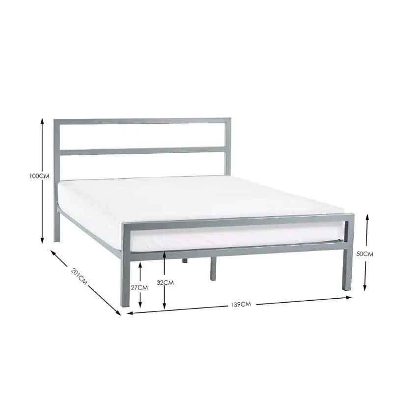 Soto Metal Bed 135Cm - Silver Luxepalace