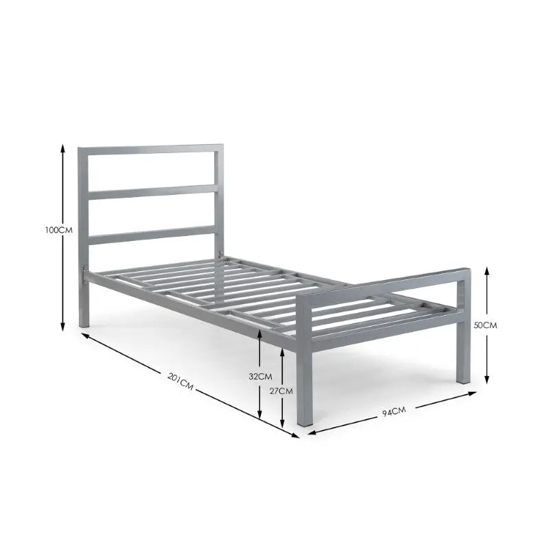 Soto Metal Bed 90cm - Silver Luxepalace