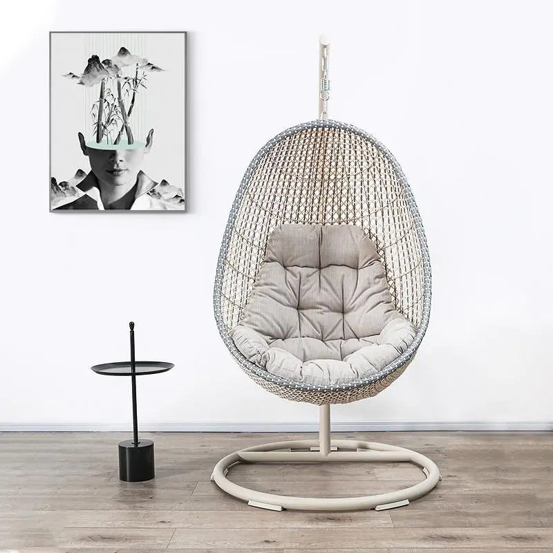 Sutton Garden Rattan Hanging Egg Chair with Stand, Indoor/ Outdoor Furniture Luxepalace.co.uk