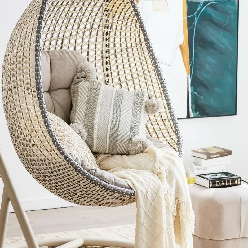 Sutton Garden Rattan Hanging Egg Chair with Stand, Indoor/ Outdoor Furniture Luxepalace.co.uk