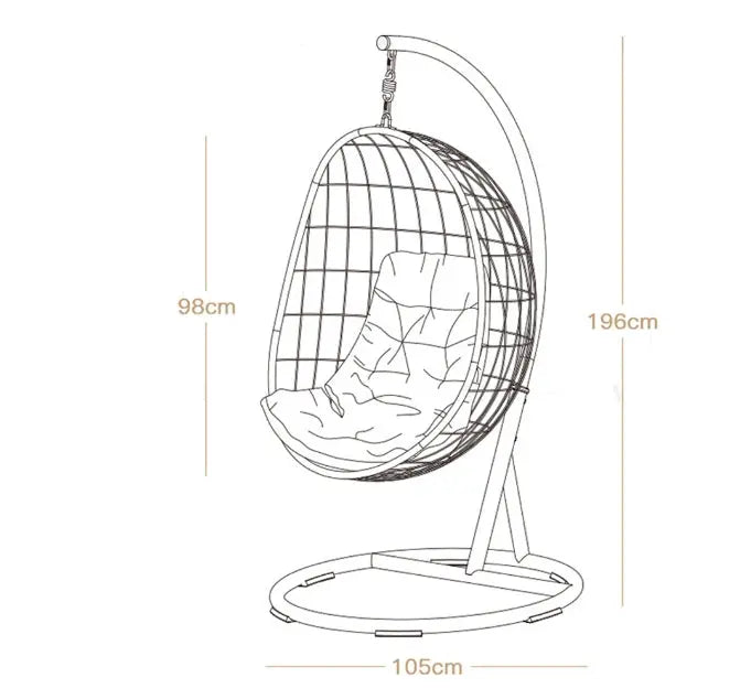 Sutton Garden Rattan Hanging Egg Chair with Stand, Indoor/ Outdoor Furniture Luxepalace.co.uk