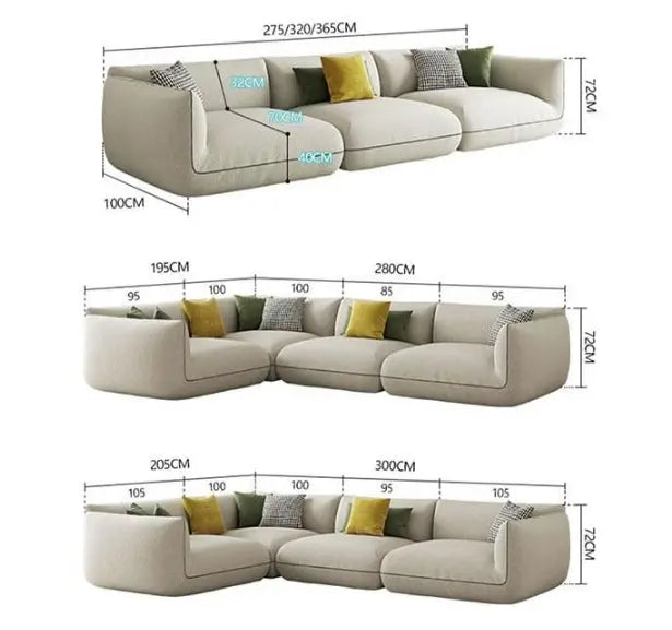 TOFU Agnes Three Seater Sofa, Modular Sofa, Suede Luxepalace.co.uk