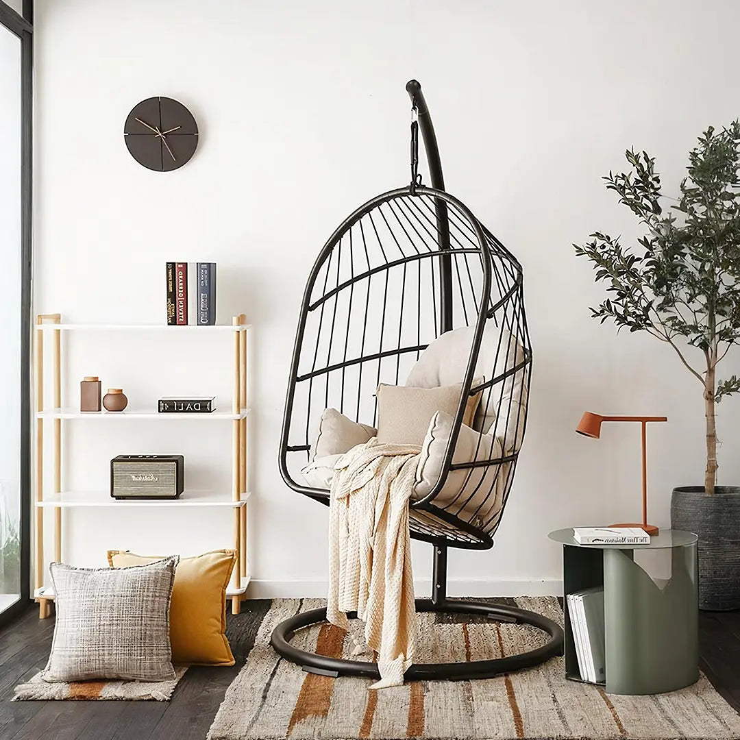 The CAGE Rattan Hanging Chair, Indoor/ Outdoor Furniture Luxepalace.co.uk