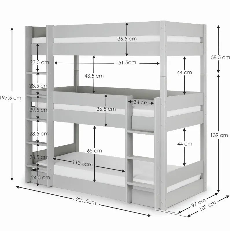 Trio Bunk - Dove Grey Luxepalace