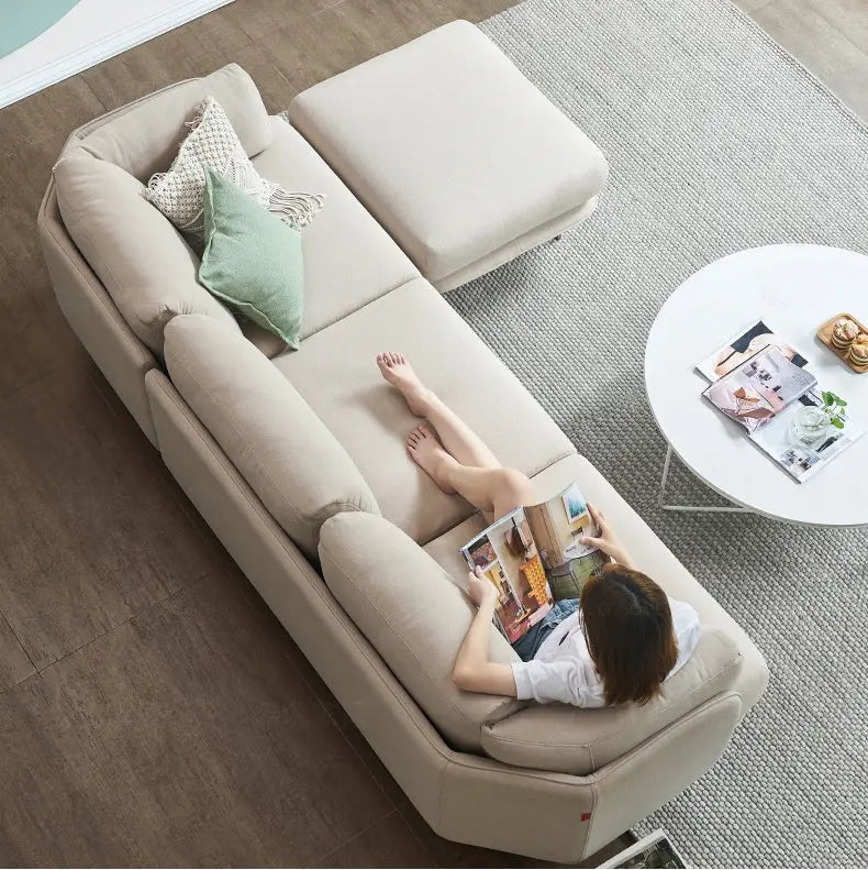 U182 Two Seater, Three Seater, Four Seater Corner Sofa, Off-White Cotton Linen Luxepalace.co.uk