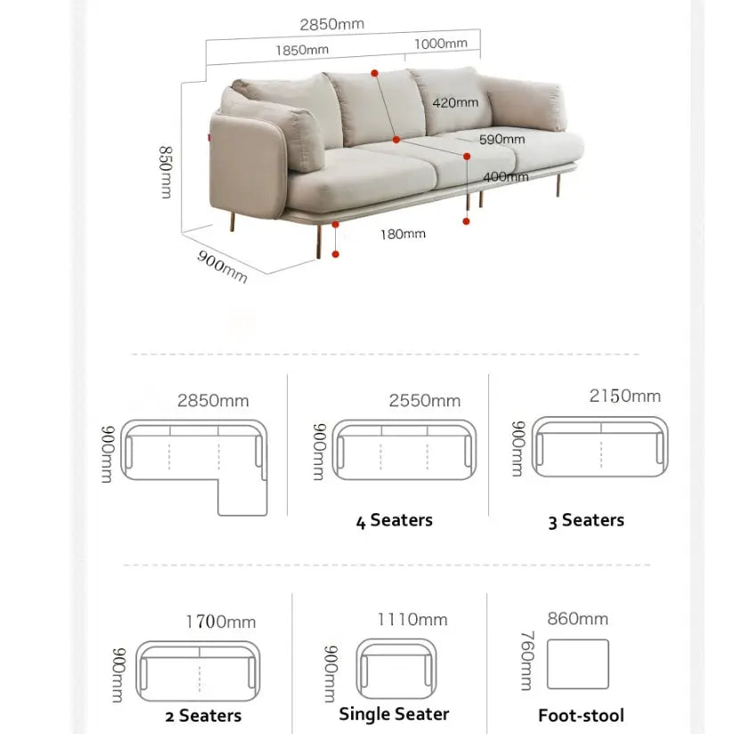 U182 Two Seater, Three Seater, Four Seater Corner Sofa, Off-White Cotton Linen Luxepalace.co.uk